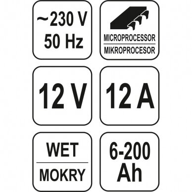 Mikroprocesorinis impulsinis akumuliatorių pakrovėjas 12V 12A 6-200ah 4 Mikroprocesorinis impulsinis akumuliatorių pakrovėjas 12V 12A 6-200ah 4