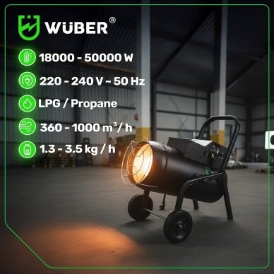 Mobilus ir reguliuojamas WUBER dujinis šildytuvas 18–50 kW 13