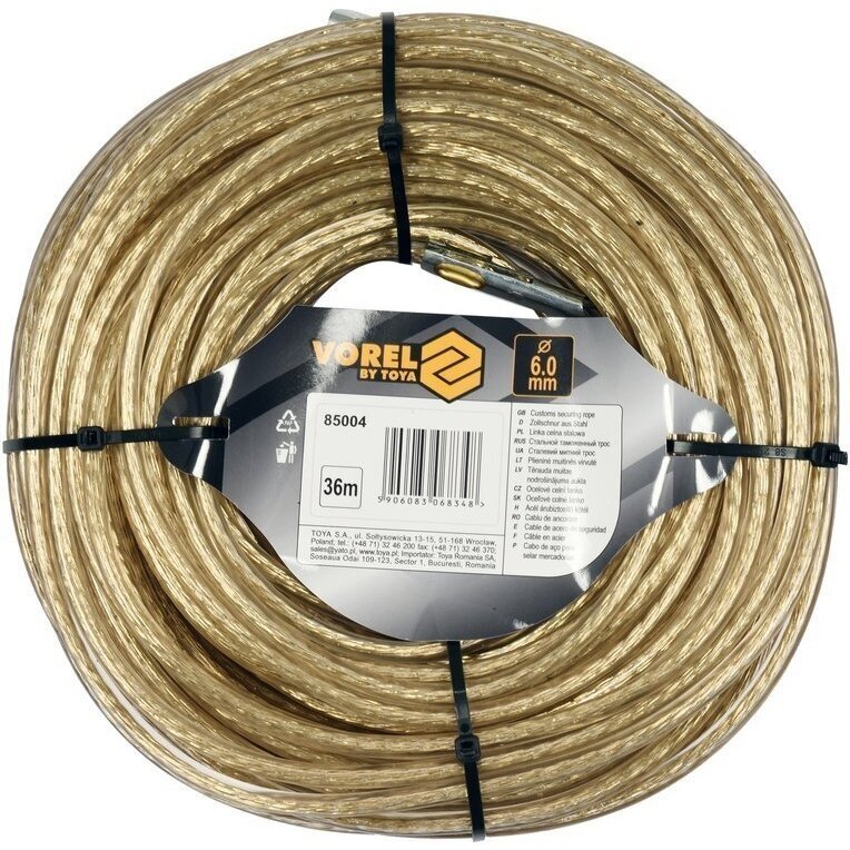 Muitinės plombavimo trosas plieninis, su antgaliais 6mm x 36m 2 Muitinės plombavimo trosas plieninis, su antgaliais 6mm x 36m 2