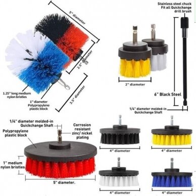 Nailoninių šepečių rinkinys su Hex 6.3 mm 10 vnt. 2