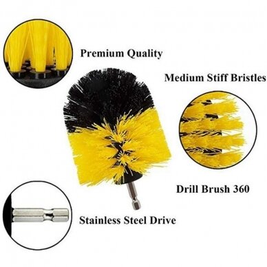 Nailoninių šepečių rinkinys su Hex 6.3mm galu 3vnt. 2