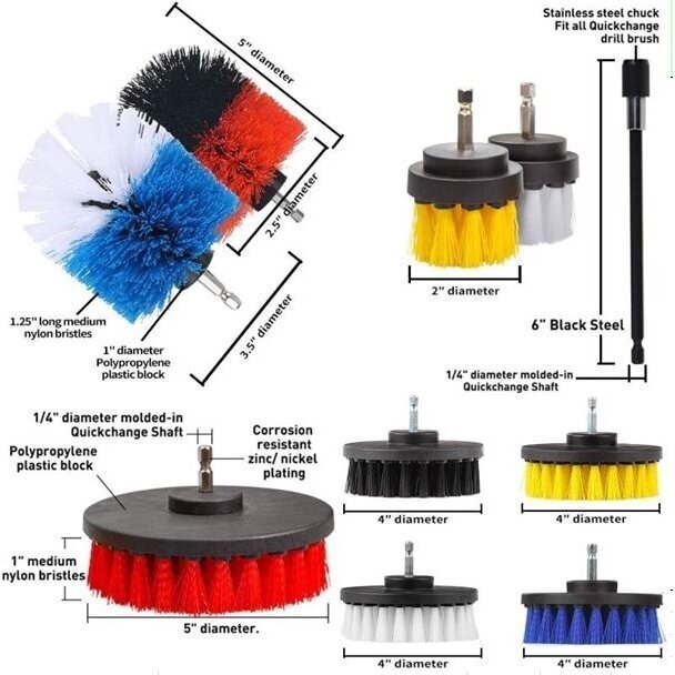 Nailoninių šepečių rinkinys su Hex 6.3 mm 10 vnt. 2 Nailoninių šepečių rinkinys su Hex 6.3 mm 10 vnt. 2