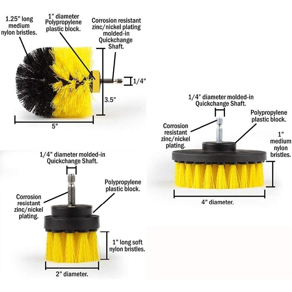 Nailoninių šepečių rinkinys su Hex 6.3mm galu 3vnt. 3 Nailoninių šepečių rinkinys su Hex 6.3mm galu 3vnt. 3