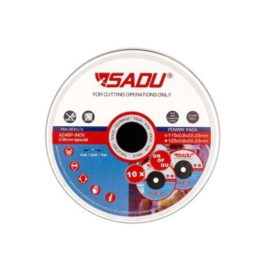 Nerūdijančio plieno pjovimo diskas SADU 125x1,0mm komplektas 10 vnt.