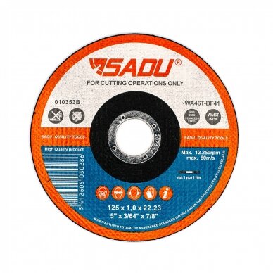 Nerūdijančio plieno pjovimo diskas SADU 125x1,0mm Nerūdijančio plieno pjovimo diskas SADU 125x1,0mm