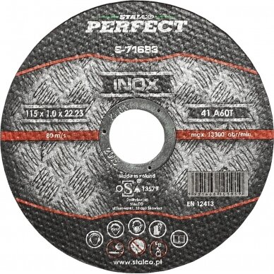 Pjovimo diskas nerūdijančiam plienui Inox STALCO PERFECT 125x1,0mm Pjovimo diskas nerūdijančiam plienui Inox STALCO PERFECT 125x1,0mm