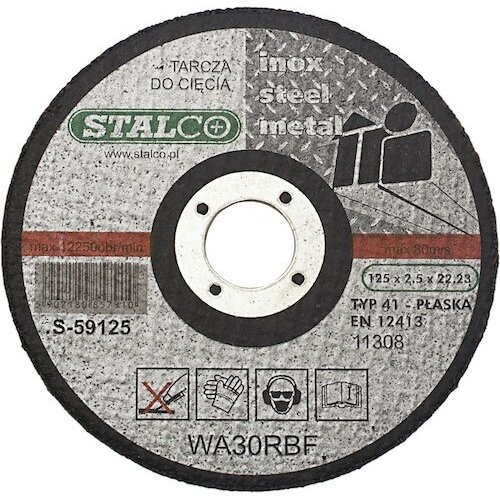 Nerūdijančio plieno pjovimo diskas STALCO 125x1,0mm Nerūdijančio plieno pjovimo diskas STALCO 125x1,0mm