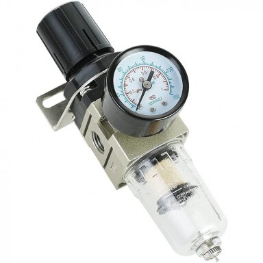 Oro srauto reguliatorius su drėgmės filtru 1/4" Oro srauto reguliatorius su drėgmės filtru 1/4"
