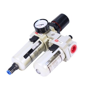 Oro srauto reguliatorius su drėgmės filtru ir tepaline 1/2" Oro srauto reguliatorius su drėgmės filtru ir tepaline 1/2"