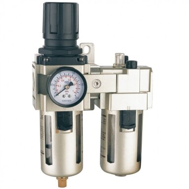 Oro srauto reguliatorius su drėgmės filtru ir tepaline 1/2 Oro srauto reguliatorius su drėgmės filtru ir tepaline 1/2