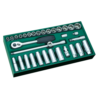 Padėklas Galvučių rinkinys 3/8" 33vnt. SATA