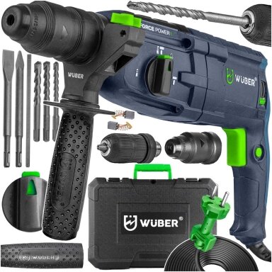 Perforatorius SDS+ 2500W, 2 griebtuvai + priedai WUBER W28920 Perforatorius SDS+ 2500W, 2 griebtuvai + priedai WUBER W28920