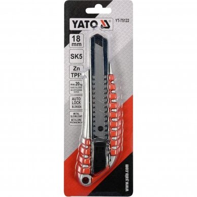 Peilis laužomomis geležtėmis metalinis 18mm YATO 2