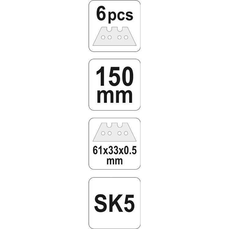 Peilis sudedamas + atsarginiai peiliukai | 61x33 mm (YT-7534) 2
