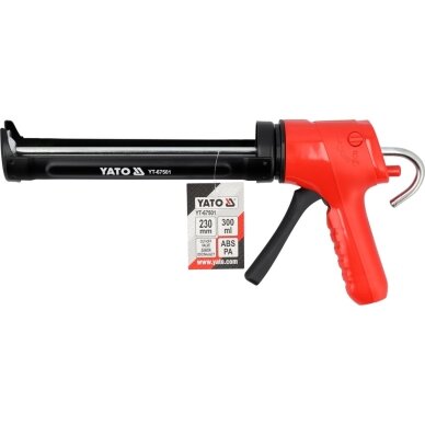 Pistoletas silikonui su srauto stabdymo vožtuvu 230 mm | 300 ml YATO 4 Pistoletas silikonui su srauto stabdymo vožtuvu 230 mm | 300 ml YATO 4