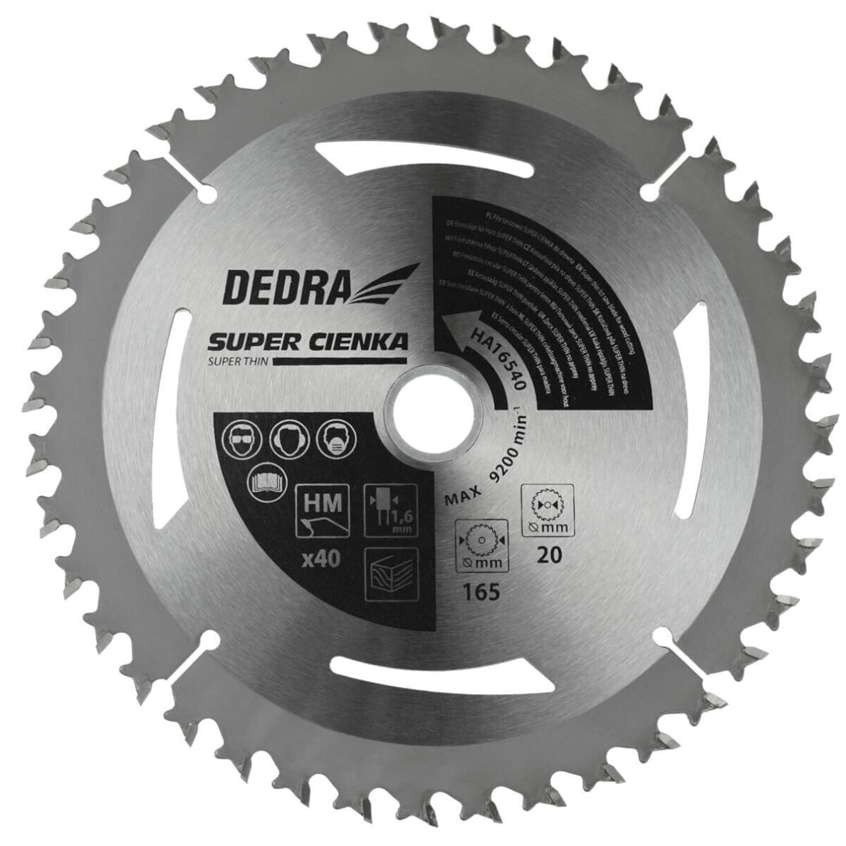 Pjovimo diskas medienai 40 dantų 185x20 mm super plonas HA18540 DEDRA