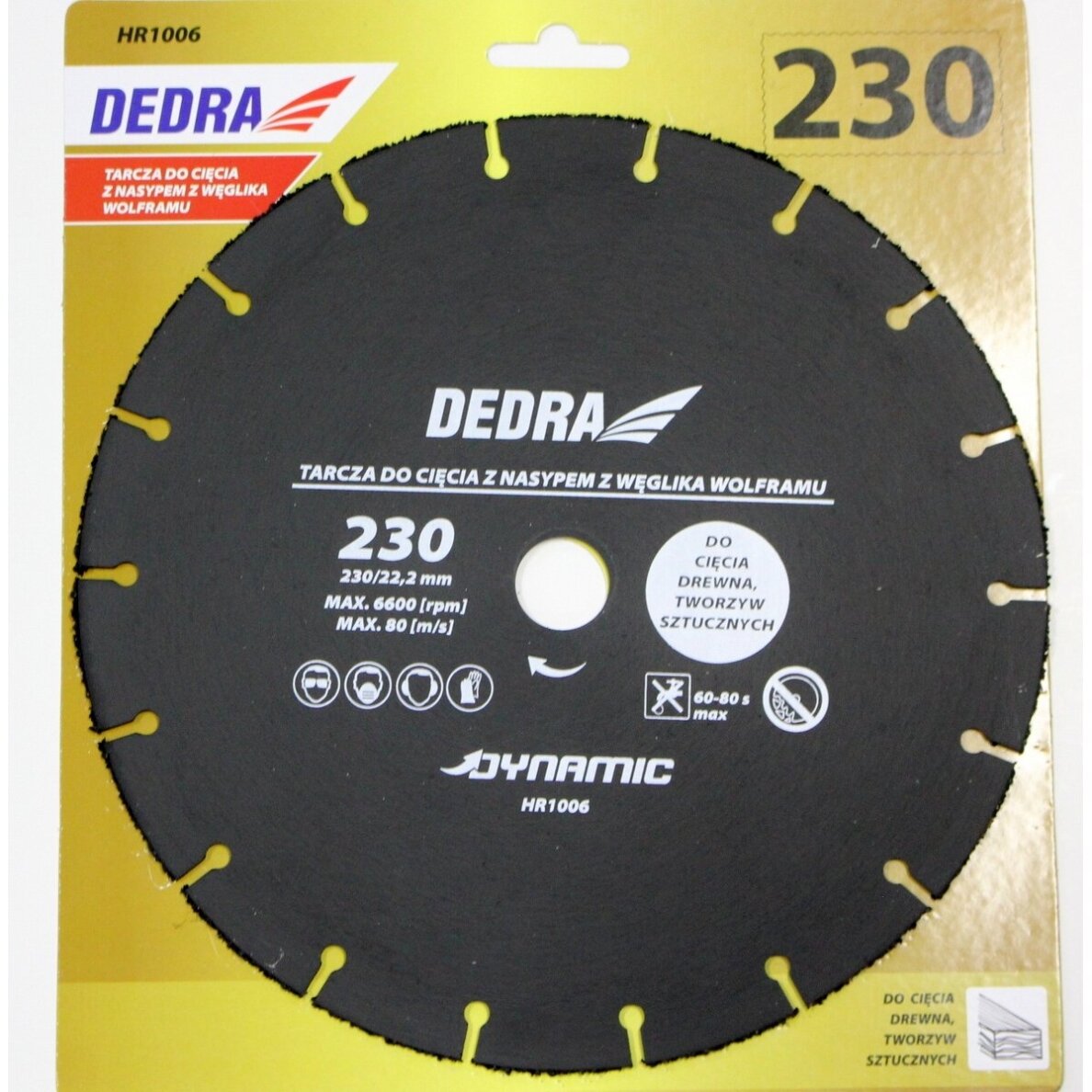 Pjovimo diskas medienai ir plastikui 230mm DEDRA HR1006 1 Pjovimo diskas medienai ir plastikui 230mm DEDRA HR1006 1