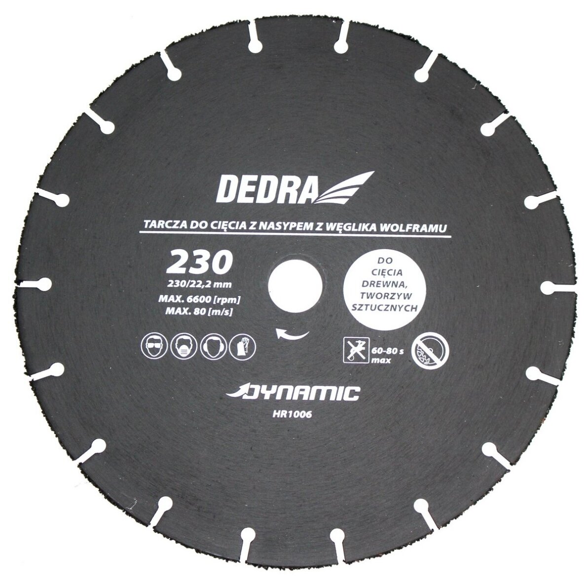 Pjovimo diskas medienai ir plastikui 230mm DEDRA HR1006 2 Pjovimo diskas medienai ir plastikui 230mm DEDRA HR1006 2