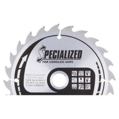 Pjovimo diskas medienai 165x1,5x20,0 mm; Z24; 20° Makita B-09173 (akumuliatoriniams pjūklams) Pjovimo diskas medienai 165x1,5x20,0 mm; Z24; 20° Makita B-09173 (akumuliatoriniams pjūklams)