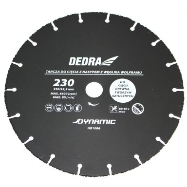 Pjovimo diskas medienai ir plastikui 230mm DEDRA HR1006