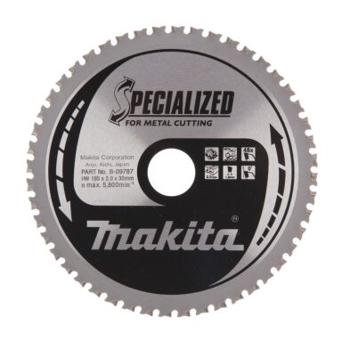 Pjūklas metalui (diskiniam pjūklui) SPECIALIZED 185x2x30mm 0° T48 Makita B-09787 Pjūklas metalui (diskiniam pjūklui) SPECIALIZED 185x2x30mm 0° T48 Makita B-09787