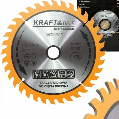 Pjovimo diskas medienai 185mm x 20mm 36dantų Kraft&dele
