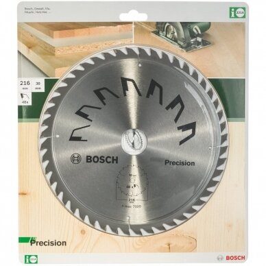 Pjovimo diskas medienai Bosch 216x30mm 48T (Švariam pjuviui) 1