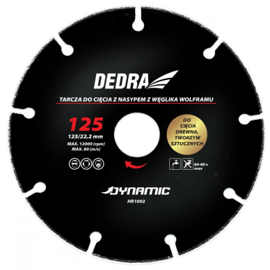 Pjovimo diskas medienai ir plastikui 125 mm DEDRA HR1002 Pjovimo diskas medienai ir plastikui 125 mm DEDRA HR1002