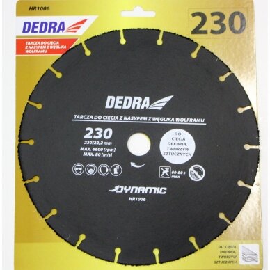 Pjovimo diskas medienai ir plastikui 230mm DEDRA HR1006 1 Pjovimo diskas medienai ir plastikui 230mm DEDRA HR1006 1