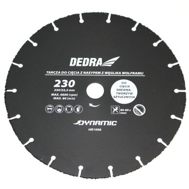Pjovimo diskas medienai ir plastikui 230mm DEDRA HR1006 Pjovimo diskas medienai ir plastikui 230mm DEDRA HR1006