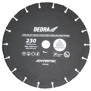 Pjovimo diskas medienai ir plastikui 230mm DEDRA HR1006 2 Pjovimo diskas medienai ir plastikui 230mm DEDRA HR1006 2