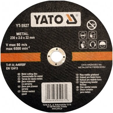 Pjovimo diskas metalui 230x2x22.2mm YATO