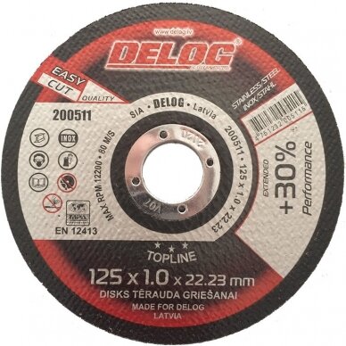 Pjovimo diskas metalui ir nerudijančiam plienui 125x1,0mm DELOG x10vnt. 1