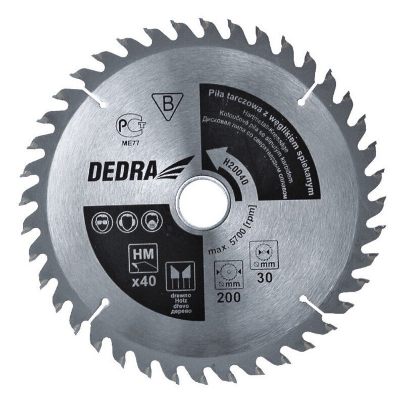 Pjovimo diskas medienai 40 dantų 210X30 mm H21040 DEDRA