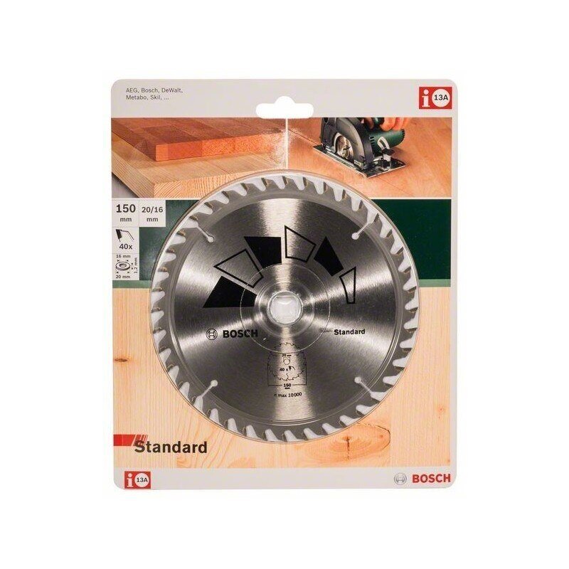 Pjovimo diskas medienai BOSCH 150x2.2x20/16mm Z40 Pjovimo diskas medienai BOSCH 150x2.2x20/16mm Z40