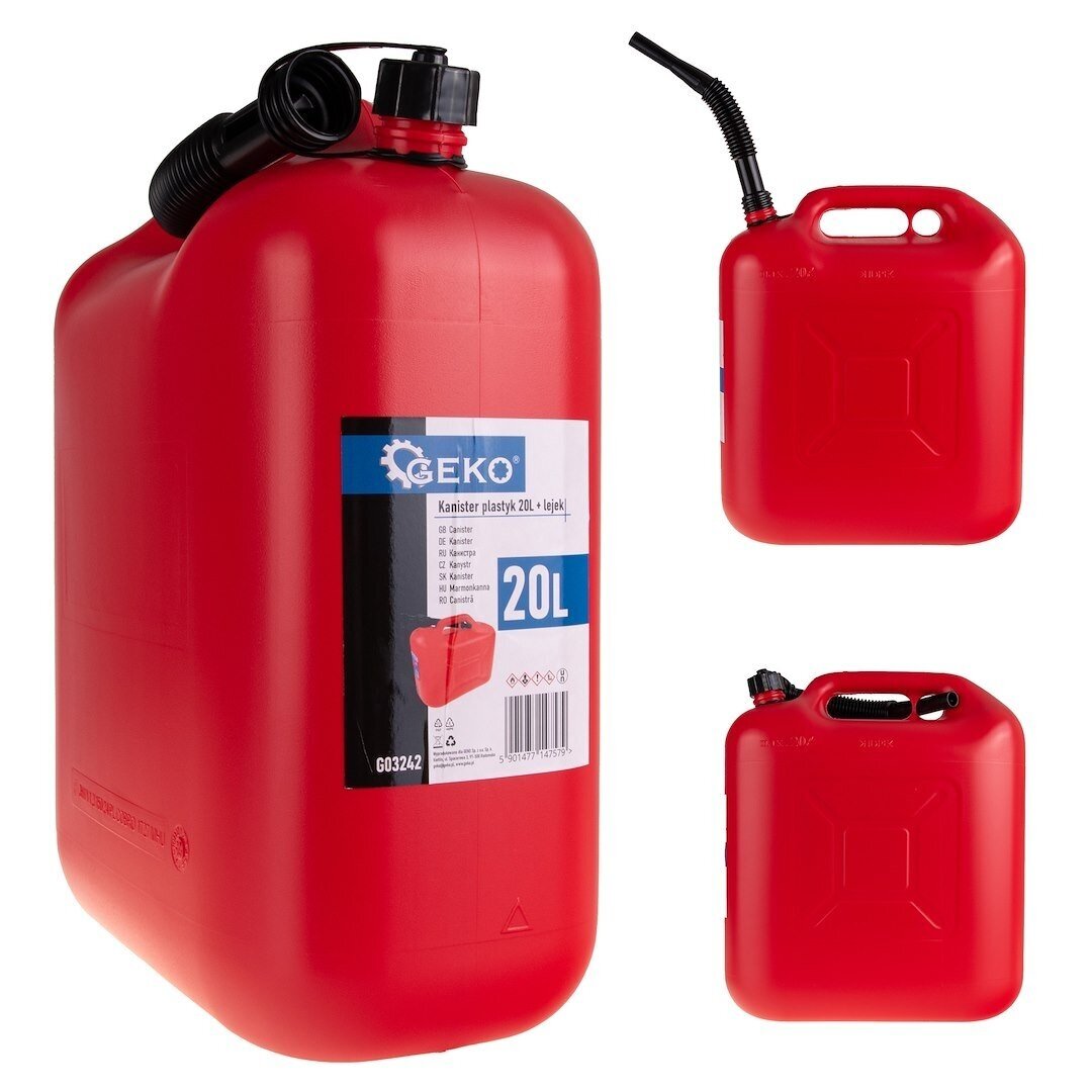 Plastikinis kanistras 20L su piltuvu GEKO G03242 Plastikinis kanistras 20L su piltuvu GEKO G03242
