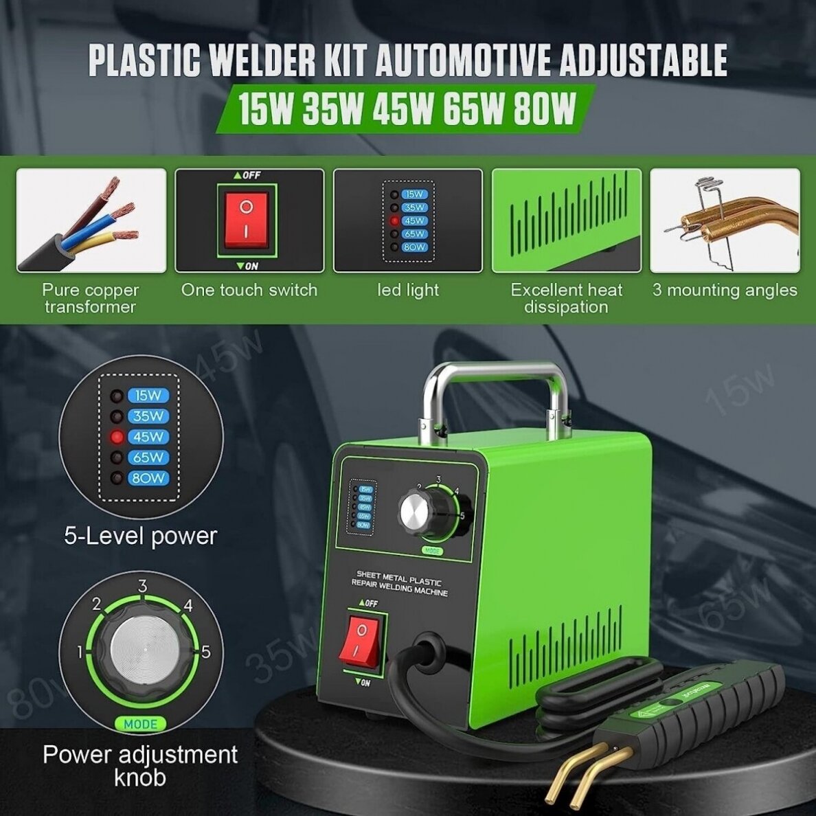 Plastiko remonto prietaisas +600vnt kabių komplekte, Essen Tools HS80W 4 Plastiko remonto prietaisas +600vnt kabių komplekte, Essen Tools HS80W 4