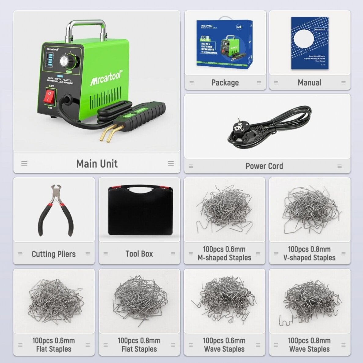Plastiko remonto prietaisas +600vnt kabių komplekte, Essen Tools HS80W 7 Plastiko remonto prietaisas +600vnt kabių komplekte, Essen Tools HS80W 7