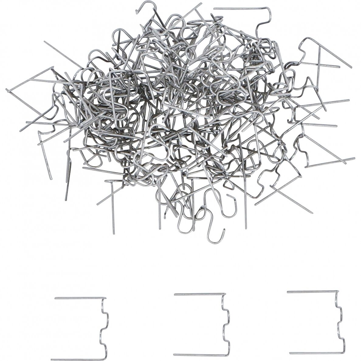 Plastiko suvirinimo kabės W-formos 0,6mm storio, 100vnt. 2 Plastiko suvirinimo kabės W-formos 0,6mm storio, 100vnt. 2