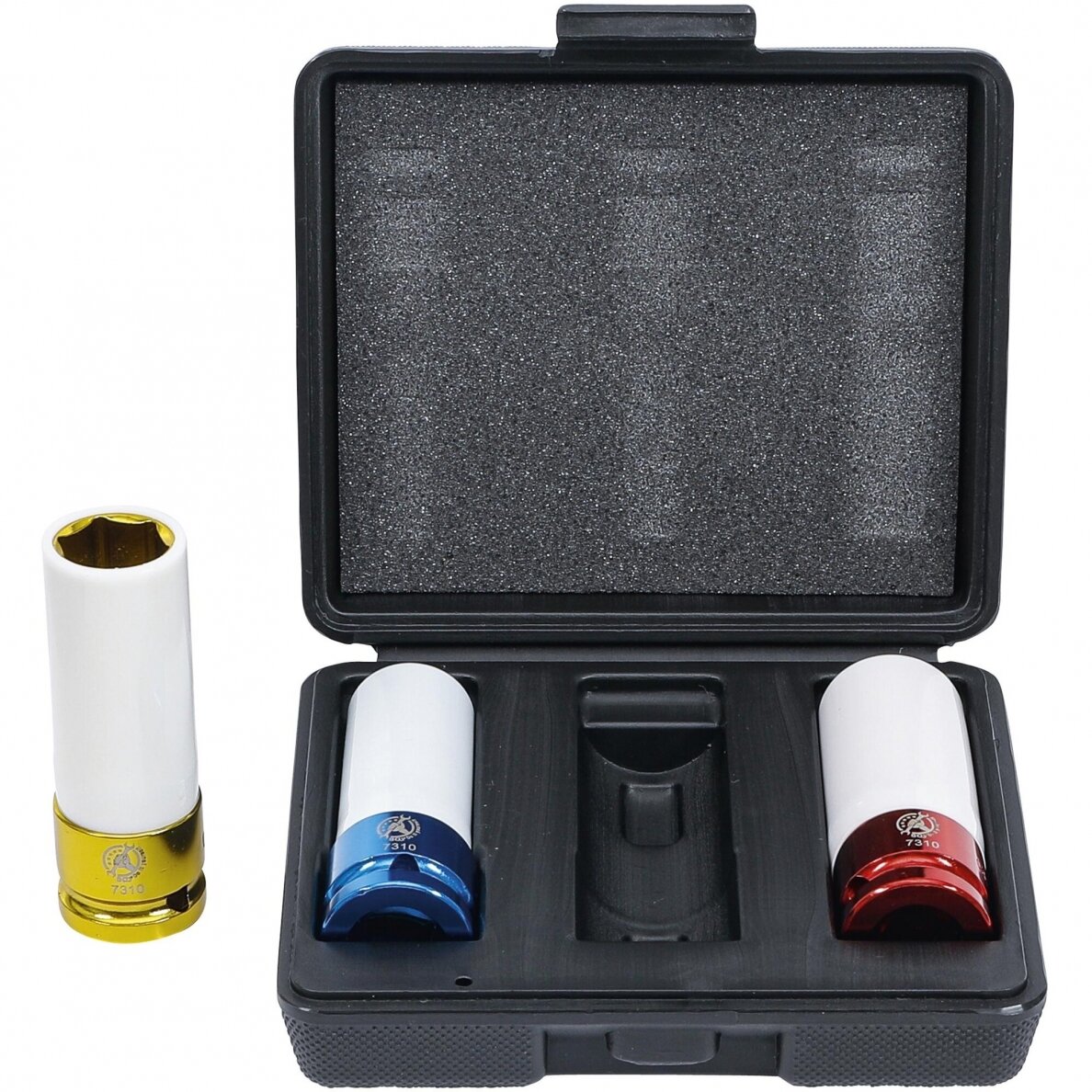 Plonasienių smūginių galvučių rinkinys su apsaugom 12,5mm (1/2"), 17/19/21mm 3 vnt. 3 Plonasienių smūginių galvučių rinkinys su apsaugom 12,5mm (1/2"), 17/19/21mm 3 vnt. 3