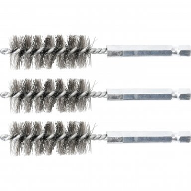 Plieniniai šepečiai vamzdeliams 18mm 6,3mm(1/4") 3vnt. Plieniniai šepečiai vamzdeliams 18mm 6,3mm(1/4") 3vnt.