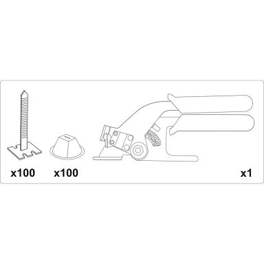 Plytelių išlyginimo rinkinys (Juostos x 100vnt, puodeliai x 100vnt, replės x1 vnt) Vorel
