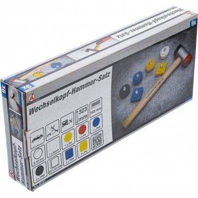 Plaktuko rinkinys su keičiamomis galvutėmis Ø43mm 9vnt. BGS 52101 2 Plaktuko rinkinys su keičiamomis galvutėmis Ø43mm 9vnt. BGS 52101 2
