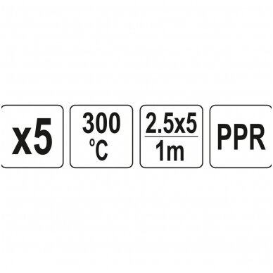 Plastiko suvirinimo juosta PPR (polipropilenas) 2.5x5mm 5vnt.х1m YATO 2 Plastiko suvirinimo juosta PPR (polipropilenas) 2.5x5mm 5vnt.х1m YATO 2