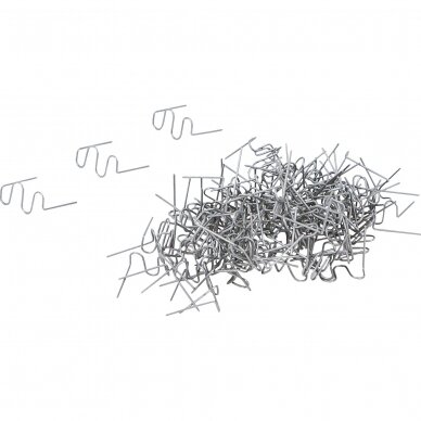 Plastiko suvirinimo kabės W-formos 0,6mm storio, 100vnt. 1 Plastiko suvirinimo kabės W-formos 0,6mm storio, 100vnt. 1