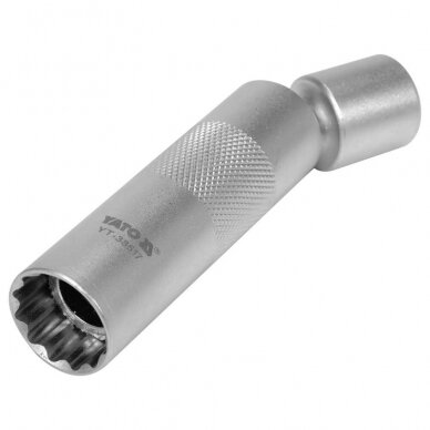 Plonasienė galvutė žvakėms 16 mm 3/8" su jungtimi