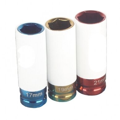 Plonasienės smūginės galvutės su apsaugom 1/2" 17/19/21mm 2 Plonasienės smūginės galvutės su apsaugom 1/2" 17/19/21mm 2