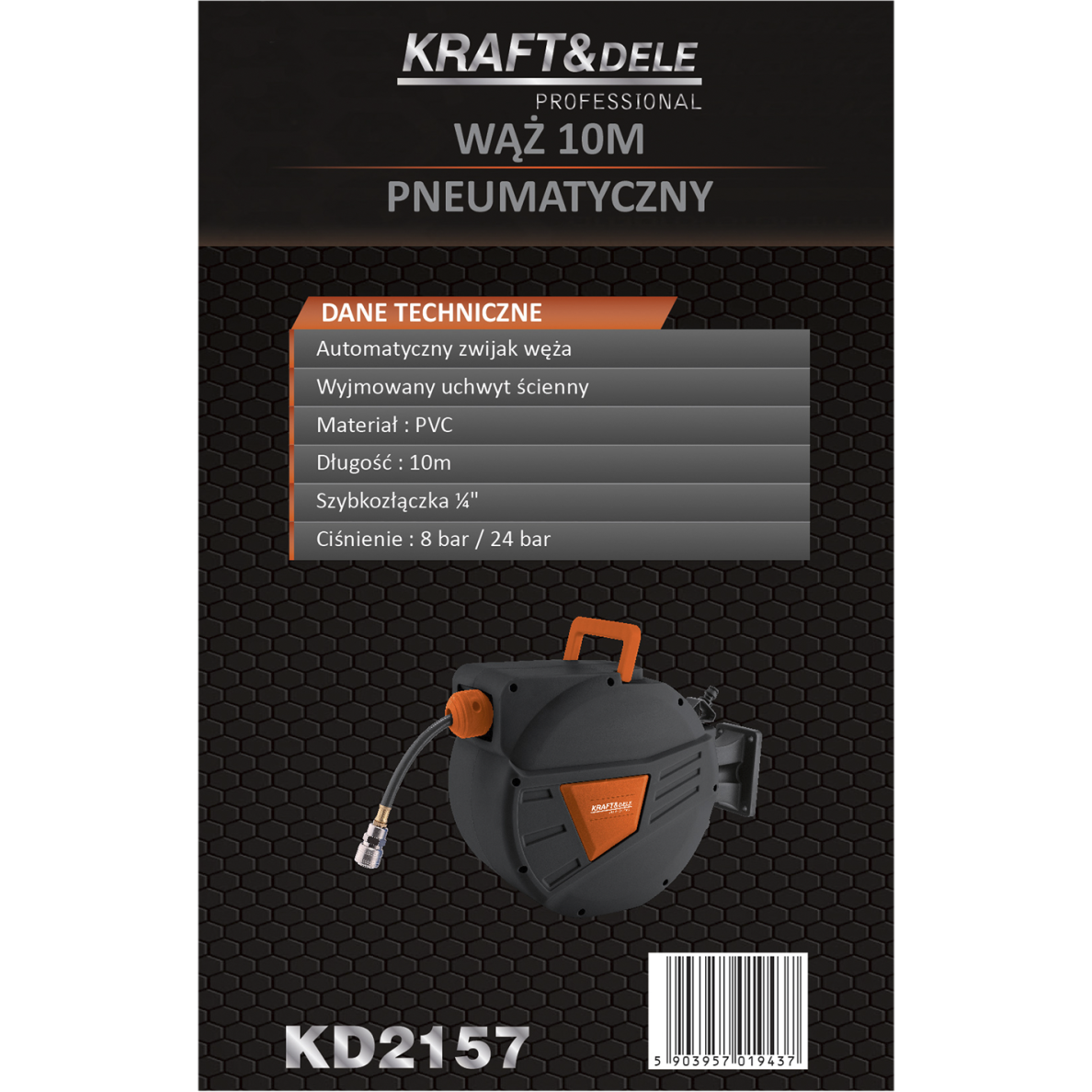Pneumatinė žarna su automatine rite 10m 1/4" KD2157 10 Pneumatinė žarna su automatine rite 10m 1/4" KD2157 10