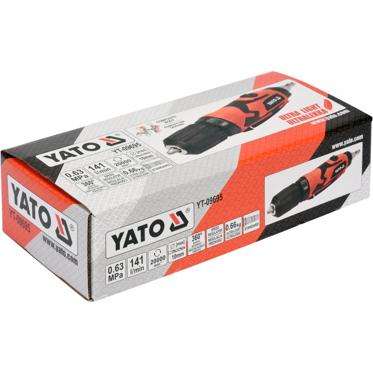 Pneumatinis gręžtuvas tiesus 10mm YATO 3