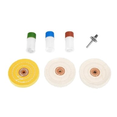 Poliravimo ir valymo rinkinys - diskai, pasta ir jungtys 7vnt. Essen tools CP07 Poliravimo ir valymo rinkinys - diskai, pasta ir jungtys 7vnt. Essen tools CP07